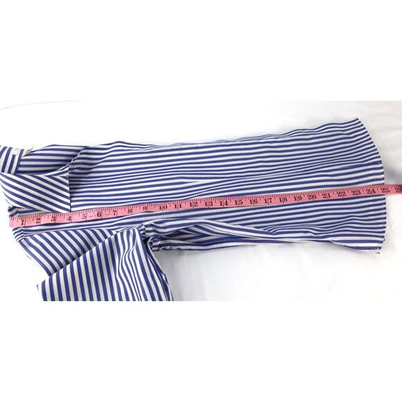 Chicos Blue & White Striped No-Iron Button-Up Shirt Womens Size 1 (M) 95% Cotton - Picture 11 of 11